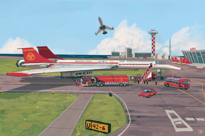 Image of a space plane on a runway